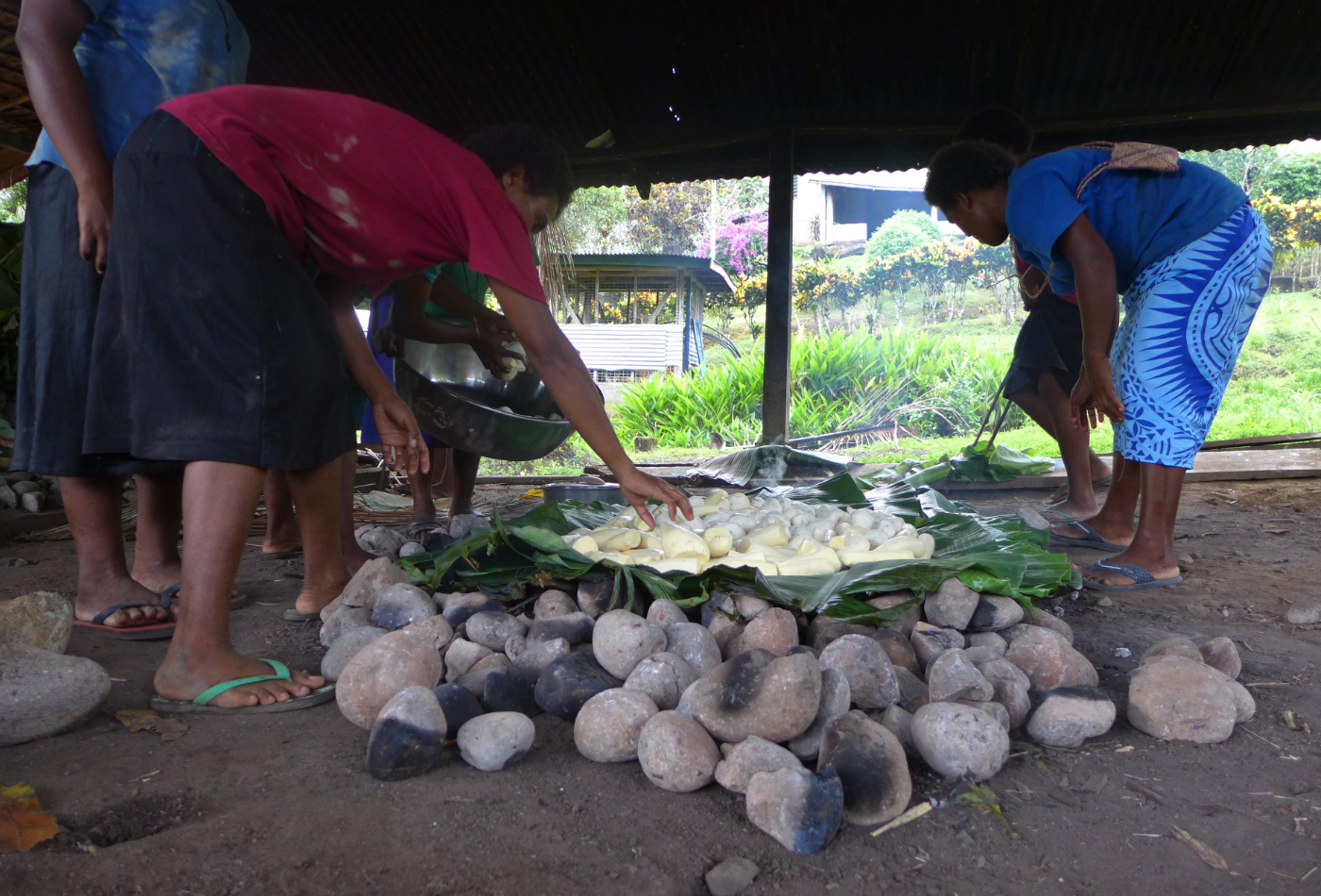 Kochen auf Banananblättern