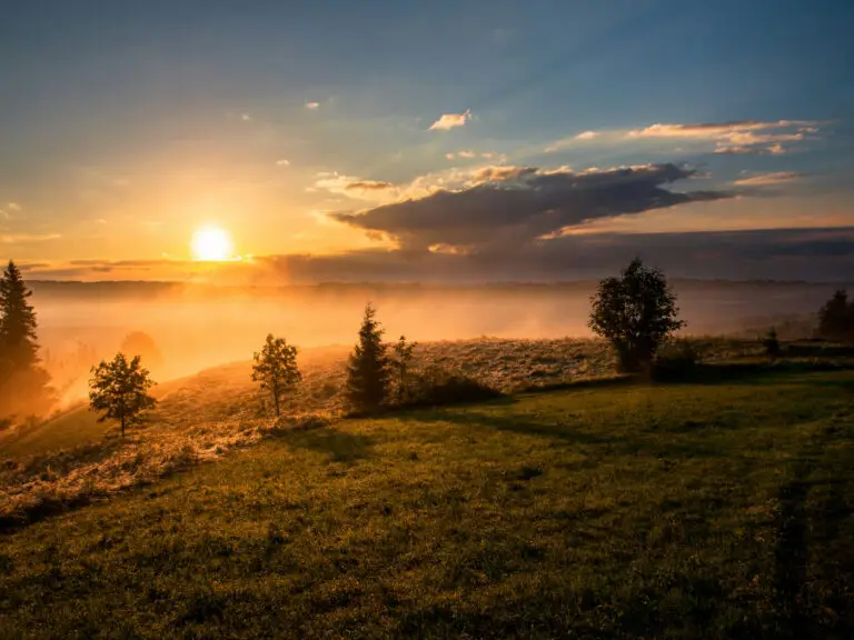 Sonnenaufgang Blick vom Huegel