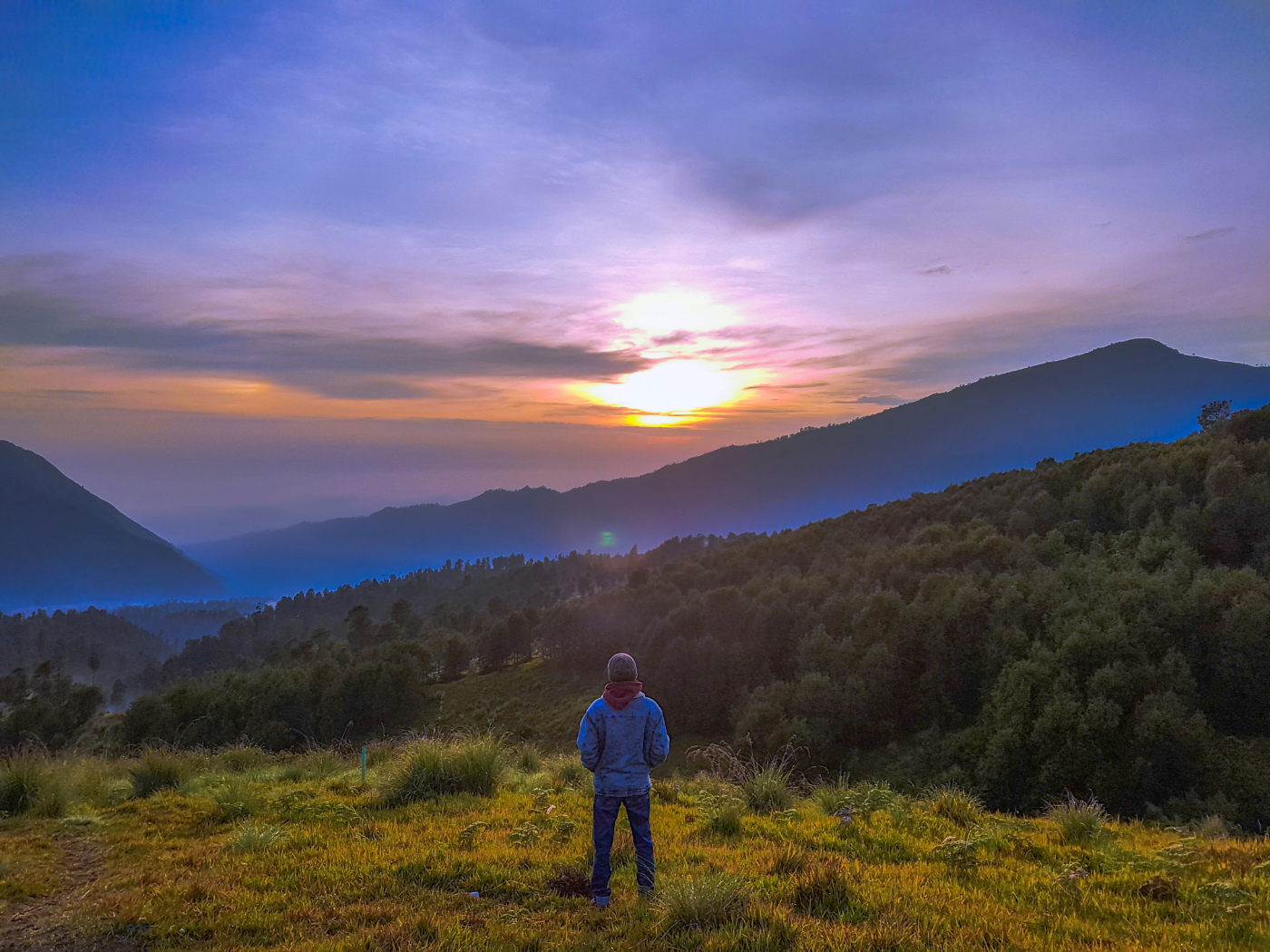 Mann schaut in die Landschaft